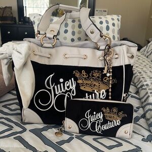 Juicy Couture Black and Cream Tote with Wallet